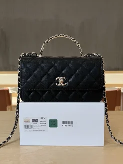CHANEL Top Handle Bags Caviar Leather (Black-Gold) 19CM E90202608073104