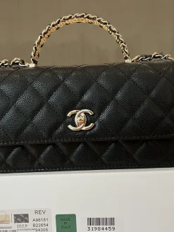 Alternative view of CHANEL Top Handle Bags Caviar Leather (Black-Gold) 19CM E90202608073104
