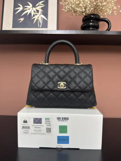 CHANEL Top Handle Bags Caviar Leather (Black-Gold) 24X14X10CM F50202608072548