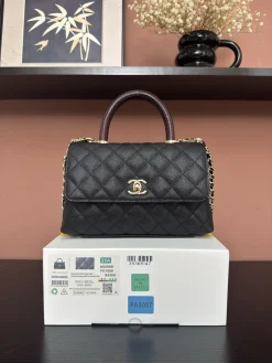 CHANEL Top Handle Bags Caviar Leather (Black-Gold) 24X14X10CM F50202608072553