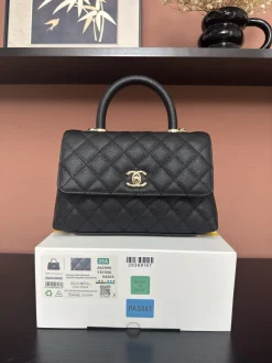 CHANEL Top Handle Bags Caviar Leather (Black-Gold) 24X14X10CM F50202608072556
