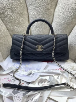 CHANEL Top Handle Bags Caviar Leather (Black-Gold) 32CM G30202608070890