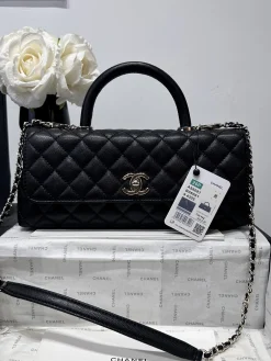 CHANEL Top Handle Bags Caviar Leather (Black-Gold) 32CM H80202608071661