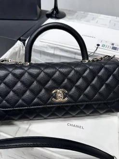 Alternative view of CHANEL Top Handle Bags Caviar Leather (Black-Gold) 32CM H80202608071661
