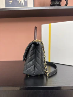 Alternative view of CHANEL Top Handle Bags Caviar Leather (Black-Gold-Dark Brown) 29X18X12CM F80202608072543