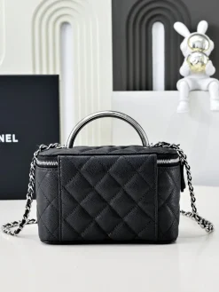 Alternative view of CHANEL Top Handle Bags Caviar Leather (Black-Silver) 19CM E80202608072516