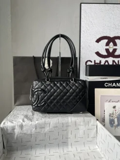 CHANEL Top Handle Bags Caviar Leather (Black-Silver) 28X10X16CM G40202608071687