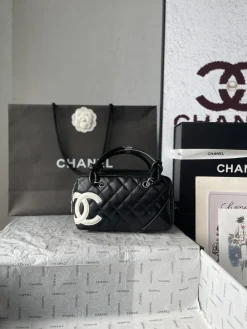CHANEL Top Handle Bags Caviar Leather (Black-White) 22X9X12 CM G10202608071680