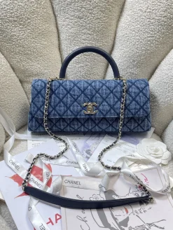 CHANEL Top Handle Bags Caviar Leather (Blue-Black) 32CM G30202608070883