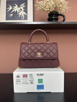 CHANEL Top Handle Bags Caviar Leather (Bordeaux-Gold) 24X14X10 CM F50202608072557