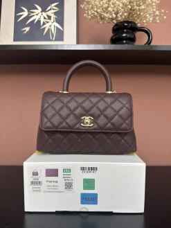 CHANEL Top Handle Bags Caviar Leather (Bordeaux-Gold) 24X14X10CM F50202608072555