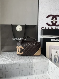CHANEL Top Handle Bags Caviar Leather (Brown-Beige) 22X9X12 CM G10202608071684