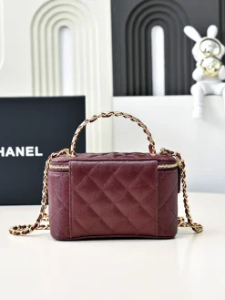 Alternative view of CHANEL Top Handle Bags Caviar Leather (Burgundy-Gold) 16X8X10CM E80202608073249