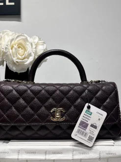 CHANEL Top Handle Bags Caviar Leather (Burgundy-Gold) 32CM H80202608071662