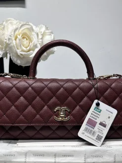 CHANEL Top Handle Bags Caviar Leather (Burgundy-Gold) 32CM H80202608071663