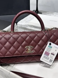 Alternative view of CHANEL Top Handle Bags Caviar Leather (Burgundy-Gold) 32CM H80202608071663