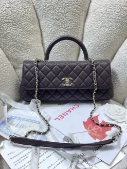 CHANEL Top Handle Bags Caviar Leather (Dark Brown-Gold) 32CM G30202608070877