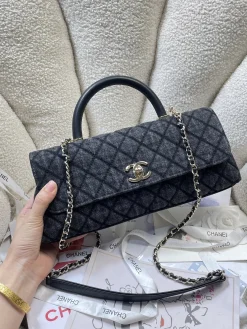 Alternative view of CHANEL Top Handle Bags Caviar Leather (Dark Grey-Black) 32CM G30202608070884