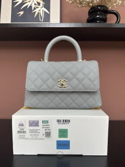 CHANEL Top Handle Bags Caviar Leather (Gray-Gold) 24X14X10CM F50202608072551