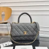 CHANEL Top Handle Bags Caviar Leather (Grey-Gold) 14X23X10CM F80202608072209