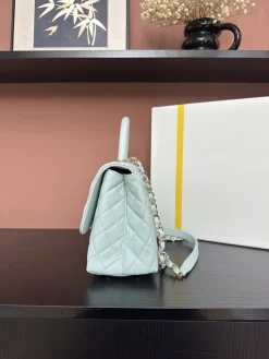 Alternative view of CHANEL Top Handle Bags Caviar Leather (Light Blue-Gold) 29X18X12CM F80202608072531