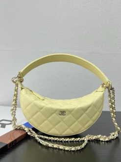 CHANEL Top Handle Bags Caviar Leather (Pale Yellow-Gold) 22X6X15CM F80202608070672