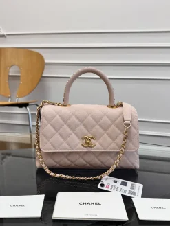 CHANEL Top Handle Bags Caviar Leather (Pink-Gold) 14X23X10CM F80202608072207