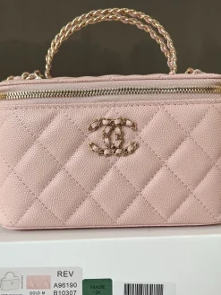 Alternative view of CHANEL Top Handle Bags Caviar Leather (Pink-Gold) 17CM E80202608071226