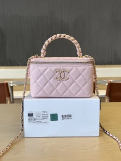 CHANEL Top Handle Bags Caviar Leather (Pink-Gold) 17CM E90202608073080