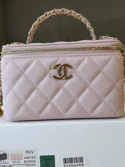 Alternative view of CHANEL Top Handle Bags Caviar Leather (Pink-Gold) 17CM E90202608073098