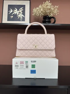 CHANEL Top Handle Bags Caviar Leather (Pink-Gold) 29X18X12CM F80202608072536