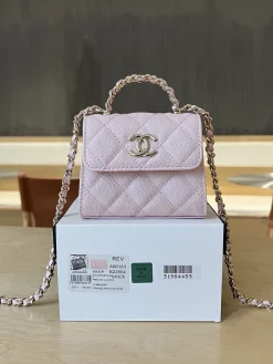 CHANEL Top Handle Bags Caviar Leather (Pink-Gold) One Size E20202608073094