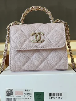 Alternative view of CHANEL Top Handle Bags Caviar Leather (Pink-Gold) One Size E20202608073094