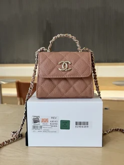 CHANEL Top Handle Bags Caviar Leather (Pink-Gold) One Size E20202608073095