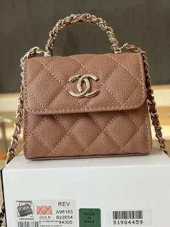 Alternative view of CHANEL Top Handle Bags Caviar Leather (Pink-Gold) One Size E20202608073095