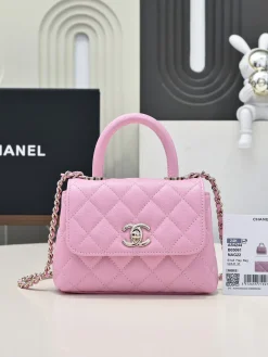CHANEL Top Handle Bags Caviar Leather (Pink-Silver) ONE SIZE E80202608072312