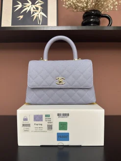 CHANEL Top Handle Bags Caviar Leather (Purple-Gold) 24X14X10 CM F50202608072549
