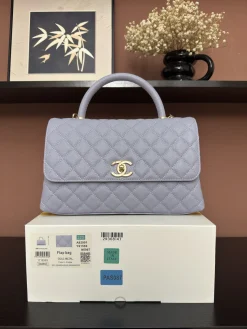 CHANEL Top Handle Bags Caviar Leather (Purple-Gold) 29X18X12CM F80202608072534