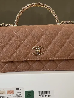 Alternative view of CHANEL Top Handle Bags Caviar Leather (Rose Burgundy-Gold) 19CM E90202608073103