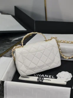 Alternative view of CHANEL Top Handle Bags Caviar Leather (White-Gold) 13X21X8CM H00202608072714