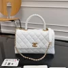 CHANEL Top Handle Bags Caviar Leather (White-Gold) 14X23X10CM F80202608072206