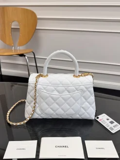 Alternative view of CHANEL Top Handle Bags Caviar Leather (White-Gold) 14X23X10CM F80202608072206