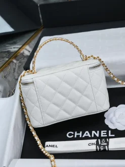 Alternative view of CHANEL Top Handle Bags Caviar Leather (White-Gold) 16X8X10CM E80202608073251