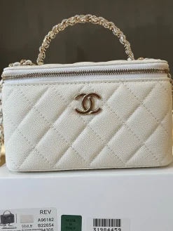 Alternative view of CHANEL Top Handle Bags Caviar Leather (White-Gold) 17CM E90202608073097
