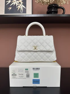 CHANEL Top Handle Bags Caviar Leather (White-Gold) 24X14X10 CM F50202608072550