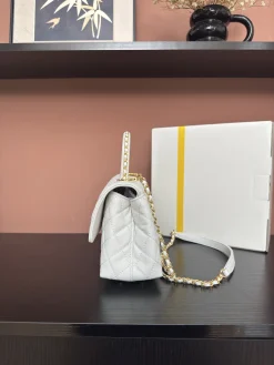 Alternative view of CHANEL Top Handle Bags Caviar Leather (White-Gold) 24X14X10CM F50202608072545