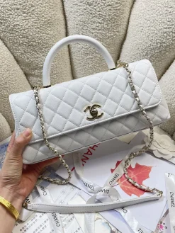 Alternative view of CHANEL Top Handle Bags Caviar Leather (White-Gold) 32CM G30202608070882