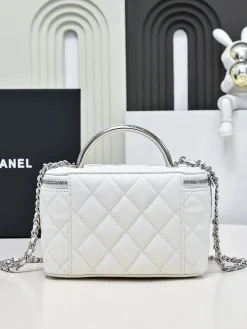 Alternative view of CHANEL Top Handle Bags Caviar Leather (White-Silver) 19CM E80202608072515