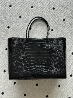 Alternative view of CHANEL Top Handle Bags Crocodile Embossed Leather (Black-Gold) 40X31X15 CM I80202608070446