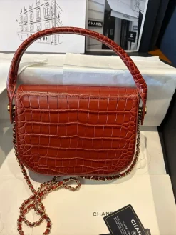 Alternative view of CHANEL Top Handle Bags Crocodile Embossed Leather (Red-Gold) One Size F80202608070173
